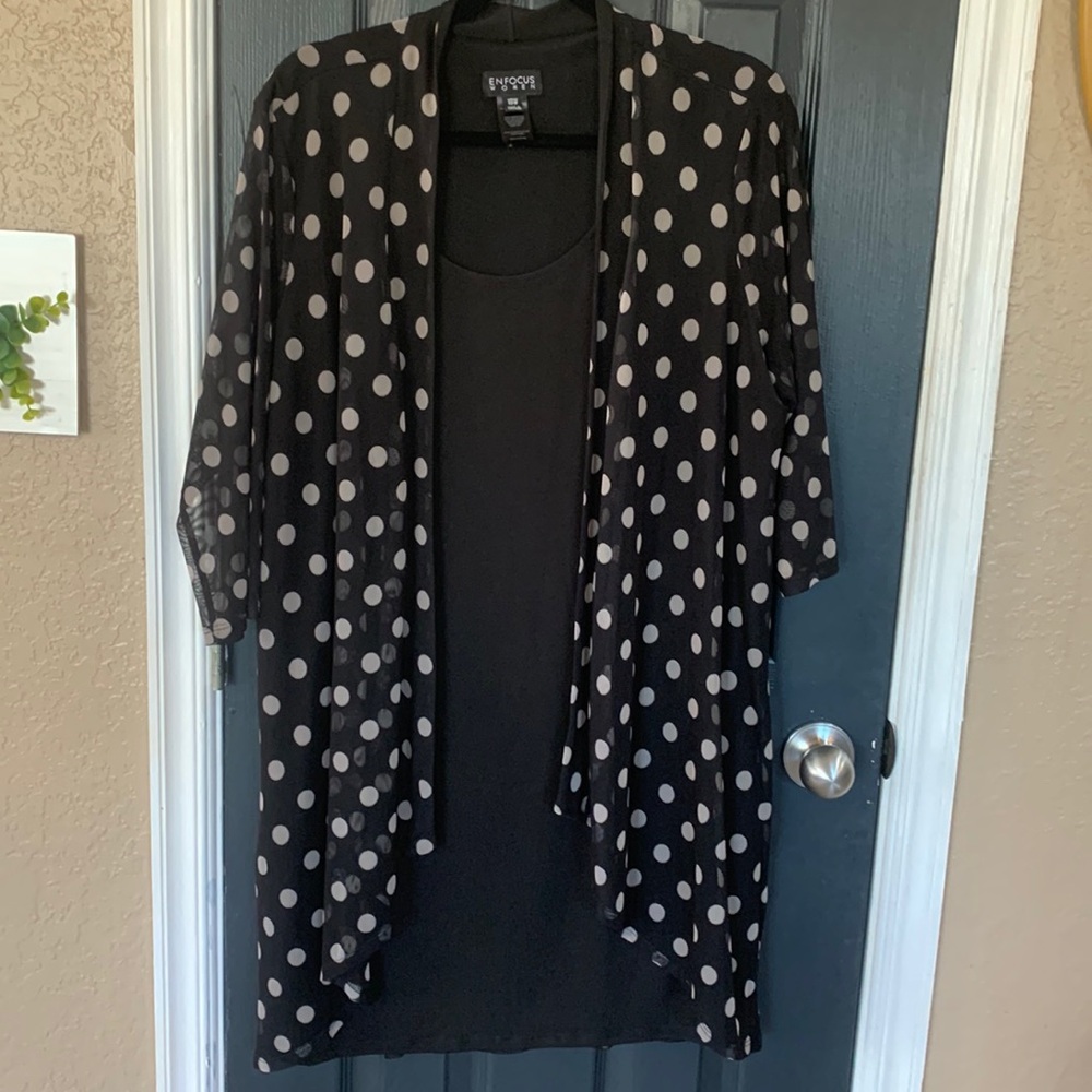 Enfocus Studio Black Polka Dot Lightweight Dress Cover-Up